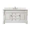 James Martin Vanities Brookfield 60in Single Vanity, Bright White w/ 3 CM Arctic Fall Solid Surface Top 147-V60S-BW-3AF